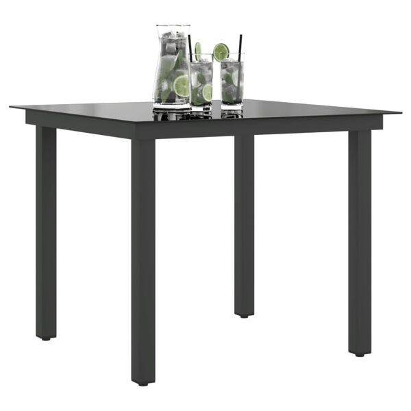 vidaXL Garden Table Black 80x80x74 cm Aluminium and Glass
