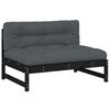 vidaXL 2 Piece Garden Lounge Set with Cushions Black Solid Wood
