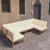 vidaXL 6 Piece Garden Lounge Set&Cushions Honey Brown Solid Pinewood