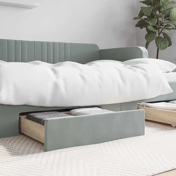 vidaXL Bed Drawers 2 pcs Light Grey Engineered Wood and Velvet