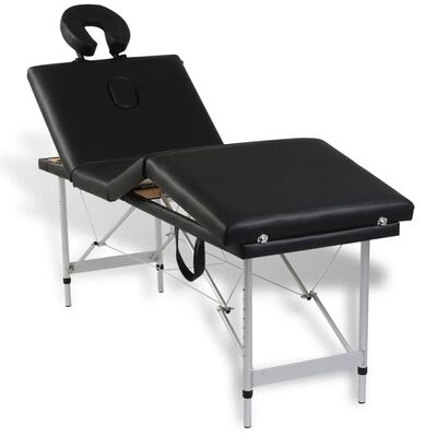 vidaXL Black Foldable Massage Table 4 Zones with Aluminium Frame