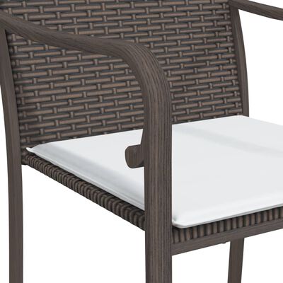 vidaXL Garden Chairs with Cushions 2 pcs Brown 56x59x84 cm Poly Rattan