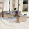 vidaXL 8 Piece Garden Sofa Set with Cushions Beige Poly Rattan