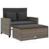 vidaXL Garden Sofa with Cushions 2-Seater Grey Poly Rattan&Acacia Wood