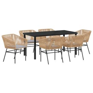 vidaXL Garden Dining Set 7 pcs Brown Powder-Coated Steel