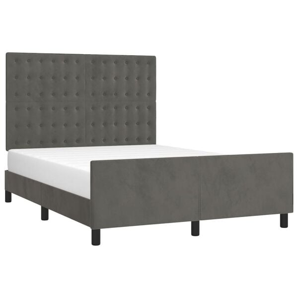 vidaXL Bed Frame without Mattress Dark Grey 137x187 cm Double Velvet