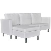 vidaXL Sectional Sofa 3-Seater Artificial Leather White