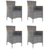 vidaXL Garden Dining Chairs 4 pcs Poly Rattan Grey