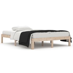 vidaXL Bed Frame | Natural wood | Solid pine wood, Plywood | Double | Durable