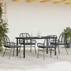 vidaXL 5 Piece Garden Dining Set with Cushions Black Poly Rattan Glass