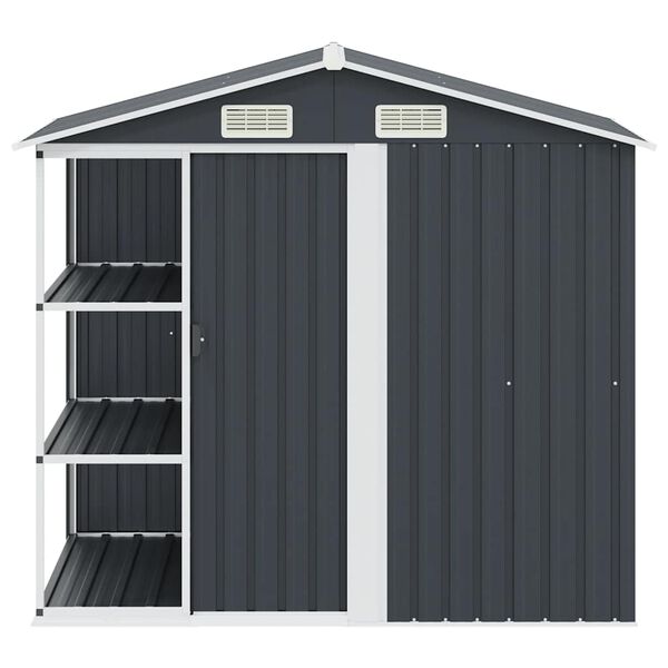 vidaXL Garden Shed with Rack Anthracite 205x130x183 cm Iron