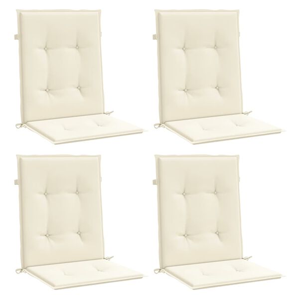 vidaXL Garden Lowback Chair Cushions 4 pcs Cream 100x50x3 cm Oxford Fabric