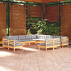 vidaXL 13 Piece Garden Lounge Set with Grey Cushions Solid Pinewood