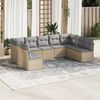 vidaXL 9 Piece Garden Sofa Set with Cushions Beige Poly Rattan