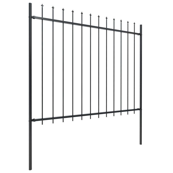 vidaXL Garden Fence with Spear Top Steel 1603.5x150 cm Black