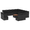 vidaXL 14 Piece Garden Sofa Set with Cushions Black Poly Rattan