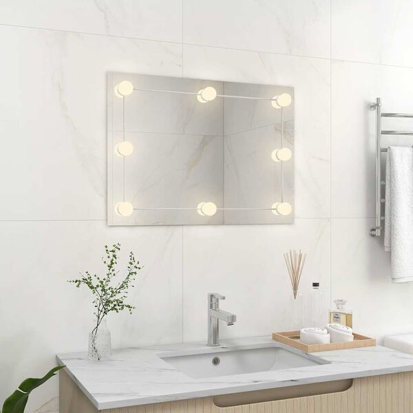vidaXL Wall Frameless Mirror with LED Lights Rectangular Glass