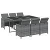 vidaXL 7 Piece Garden Dining Set with Cushions Poly Rattan Grey