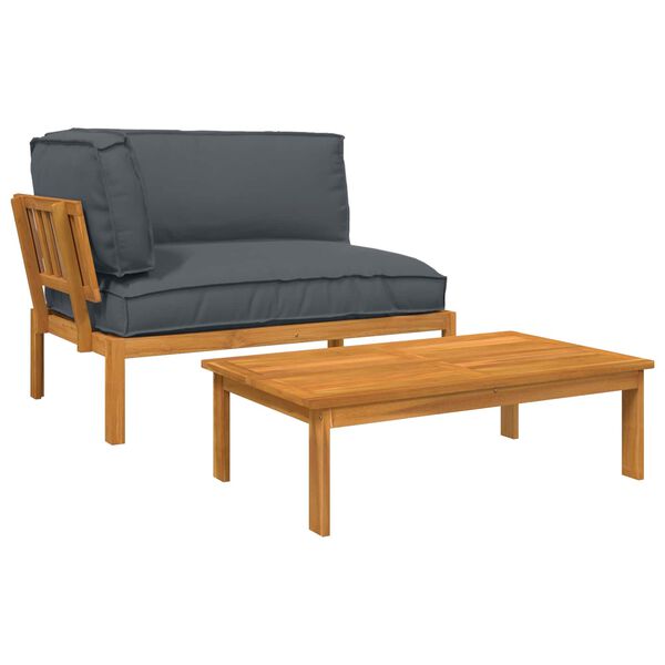 vidaXL Sofa Set with Cushion Plain 2 pcs Anthracite Solid Acacia Wood
