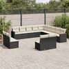 vidaXL 13 Piece Garden Sofa Set with Cushions Black Poly Rattan