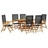 vidaXL Garden Dining Set Folding 7 pcs Black Solid Acacia Wood