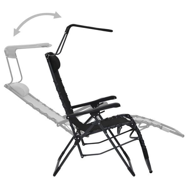 vidaXL Folding Deck Chair Textilene Black