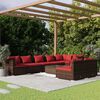 vidaXL 9 Piece Garden Lounge Set with Cushions Brown Poly Rattan