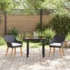 vidaXL Garden Dining Set with Cushion 3 pcs Black Poly Rattan