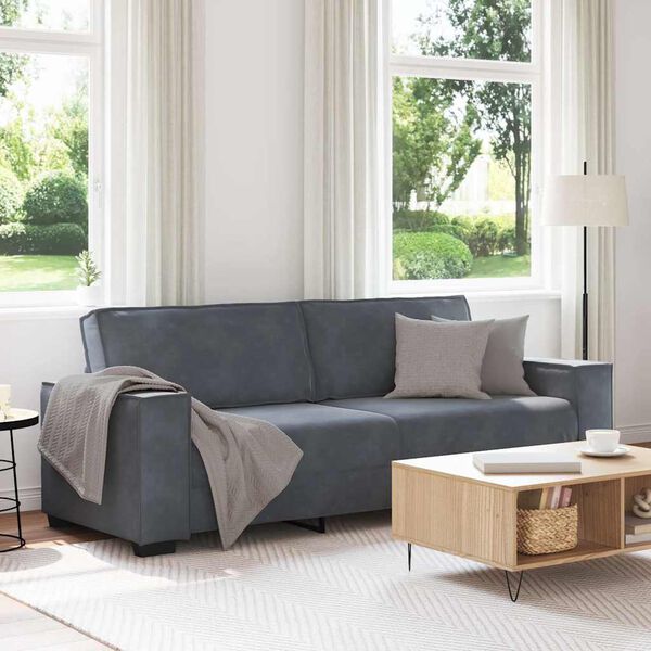 vidaXL 3-Seater Sofa Dark Grey 220x78x84 cm Velvet