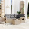 vidaXL 5 Piece Garden Sofa Set with Cushions Beige Poly Rattan