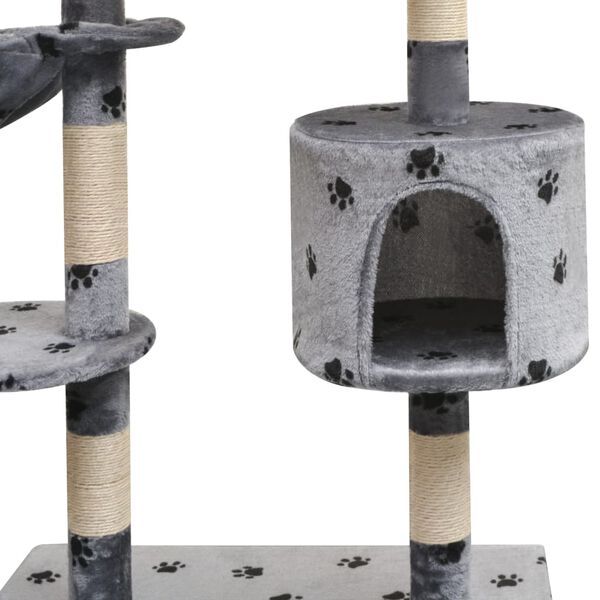 vidaXL Cat Tree with Sisal Scratching Posts 125 cm Paw Prints Grey