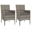 vidaXL 3 Piece Garden Bistro Set with Cushions Grey Poly Rattan