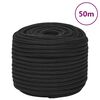 vidaXL Boat Rope Full Black 12 mm 50 m Polypropylene