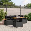vidaXL 5 Piece Garden Sofa Set with Cushions Black Poly Rattan