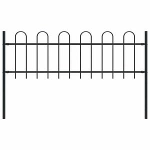 vidaXL Garden Fence with Hoop Top Steel 1.8 m Black