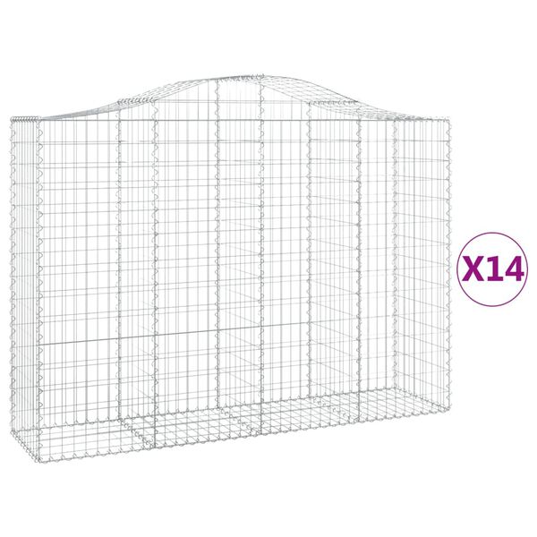 vidaXL Arched Gabion Baskets 14 pcs 200x50x140/160 cm Galvanised Iron