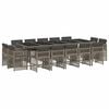 vidaXL 15 Piece Garden Dining Set with Cushions Grey Poly Rattan