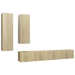 vidaXL 4 Piece TV Cabinet Set Sonoma Oak Engineered Wood