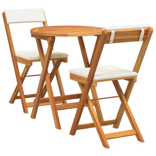 vidaXL Garden Bistro Set with Cushion 3 pcs Brown Solid acacia wood