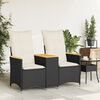 vidaXL Reclining Garden Sofa 2-Seater with Table Black Poly Rattan