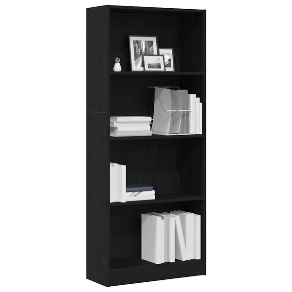 vidaXL Bookshelf Black Oak 60 x 24 x 143 cm Engineered Wood
