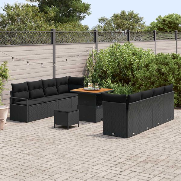 vidaXL Garden Sofa Set with Cushion with Storage Black 80 x 80 x 71 cm