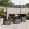 vidaXL 6 Piece Garden Sofa Set with Cushions Black Poly Rattan