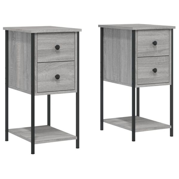 vidaXL Bedside Cabinets 2 pcs Grey Sonoma 32x42x70 cm Engineered Wood