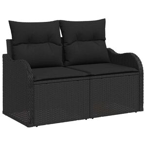 vidaXL Garden Sofa Set with Storage 8 pcs Black Poly rattan