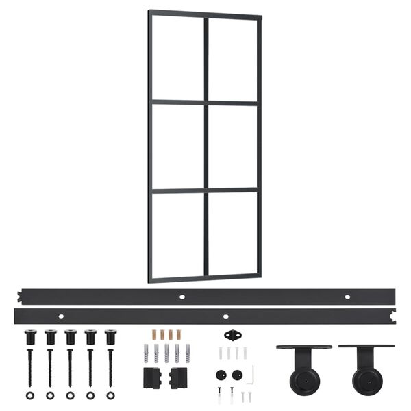 vidaXL Sliding Door with Hardware Set ESG Glass&Aluminium 90x205 cm