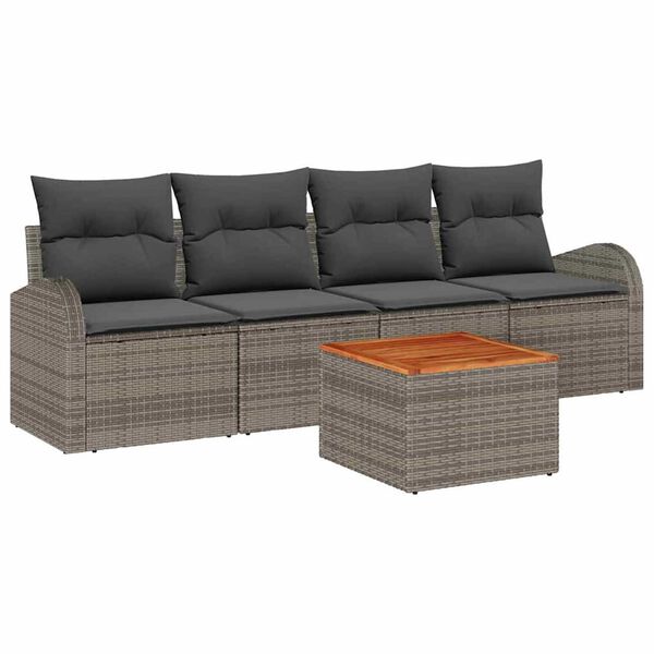 vidaXL Garden Sofa Set 5 pcs Grey