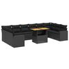 vidaXL 11 Piece Garden Sofa Set with Cushions Black Poly Rattan