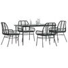 vidaXL 5 Piece Garden Dining Set with Cushions Black Poly Rattan Glass