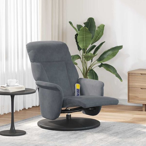 vidaXL Massage Recliner Chair with Footrest Dark Grey Velvet